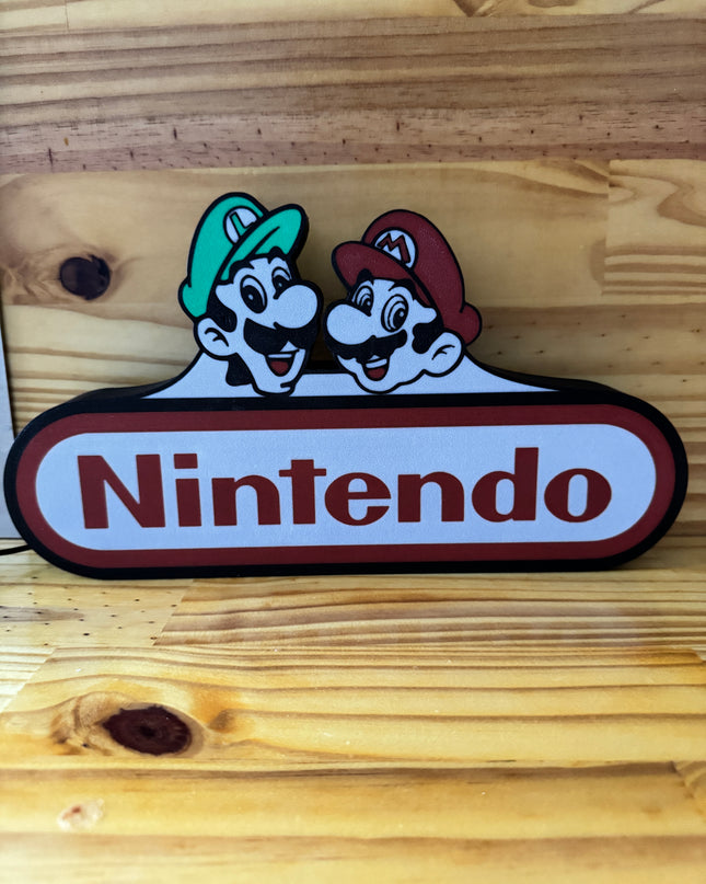 Lampe Mario & Luigi - Nintendo Lightbox 3D LED | Design Noir, Blanc, Rouge & Vert | USB