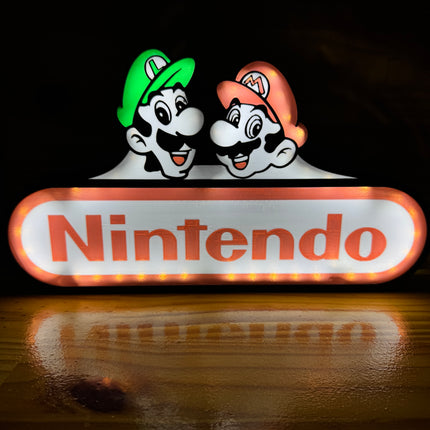 Lampe Mario & Luigi - Nintendo Lightbox 3D LED | Design Noir, Blanc, Rouge & Vert | USB
