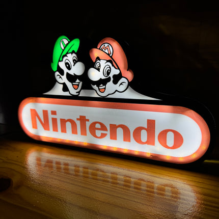 Lampe Mario & Luigi - Nintendo Lightbox 3D LED | Design Noir, Blanc, Rouge & Vert | USB