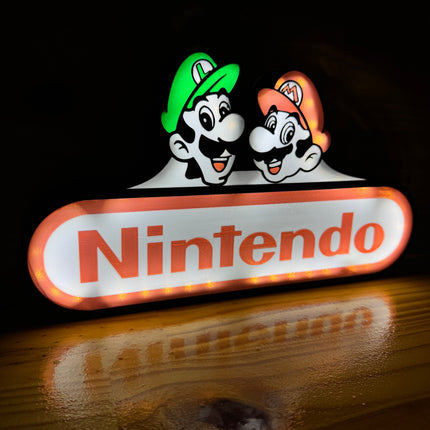 Lampe Mario & Luigi - Nintendo Lightbox 3D LED | Design Noir, Blanc, Rouge & Vert | USB