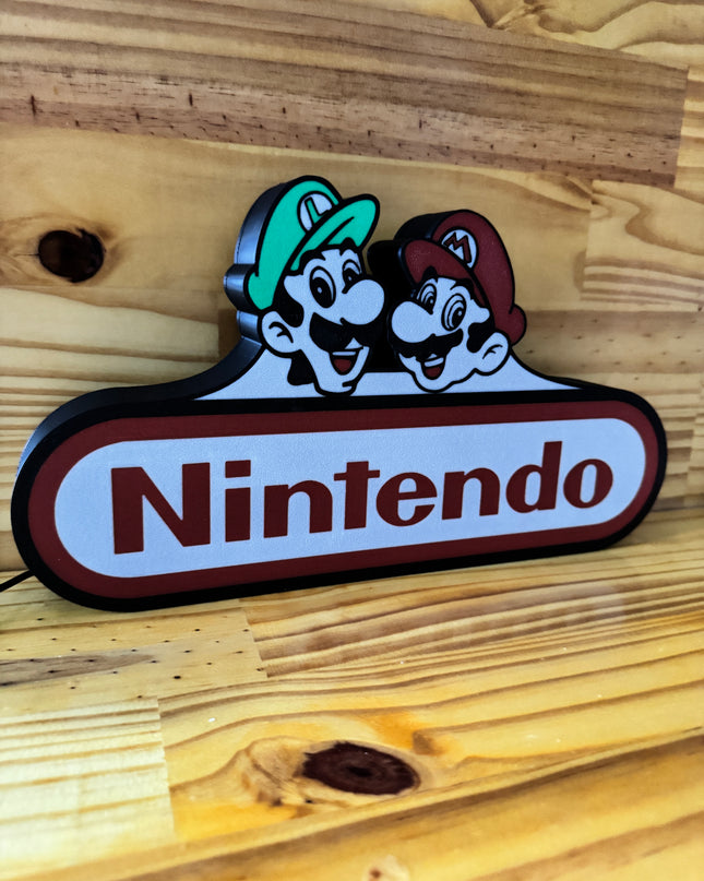 Lampe Mario & Luigi - Nintendo Lightbox 3D LED | Design Noir, Blanc, Rouge & Vert | USB