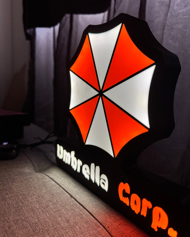 Lampe Resident Evil - Umbrella Corporation Lightbox 3D LED | Design Noir, Blanc & Rouge | USB