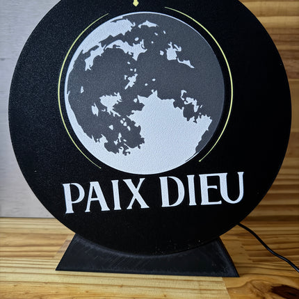 Lampe Paix Dieu - Lightbox 3D LED | Design Noir, Blanc, Jaune & Gris | USB