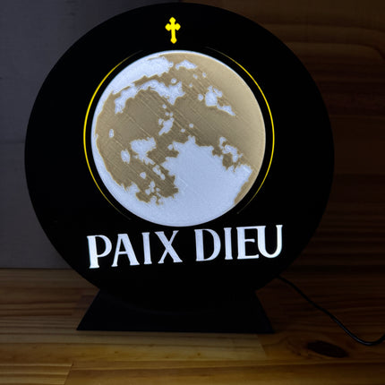 Lampe Paix Dieu - Lightbox 3D LED | Design Noir, Blanc, Jaune & Gris | USB