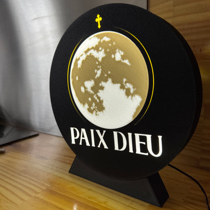 Lampe Paix Dieu - Lightbox 3D LED | Design Noir, Blanc, Jaune & Gris | USB