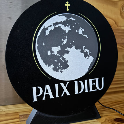 Lampe Paix Dieu - Lightbox 3D LED | Design Noir, Blanc, Jaune & Gris | USB