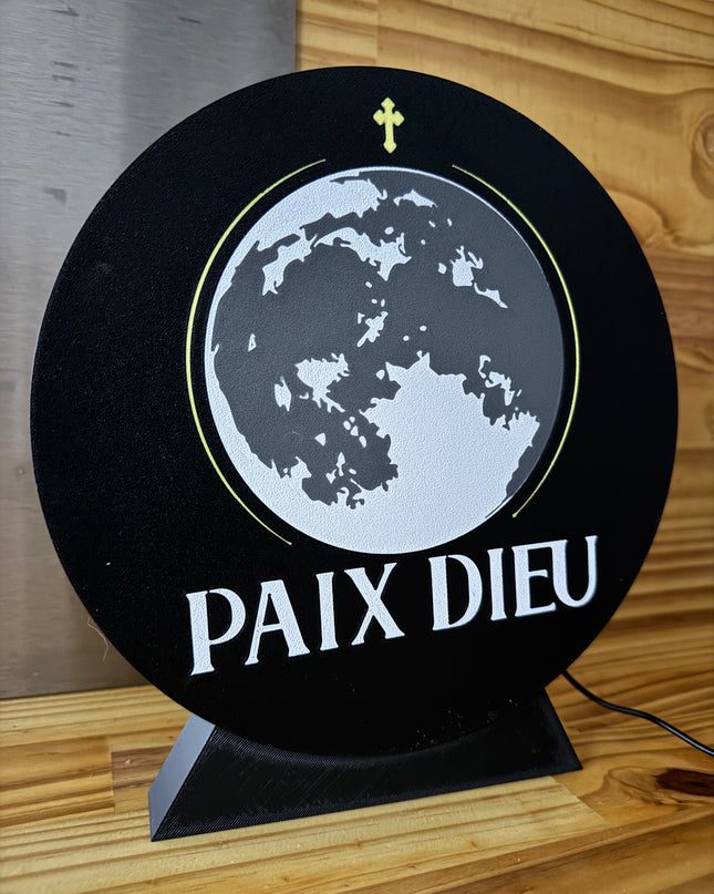 Lampe Paix Dieu - Lightbox 3D LED | Design Noir, Blanc, Jaune & Gris | USB