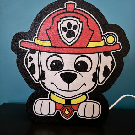 Lampe Pat' Patrouille Marcus - Lightbox 3D LED | Design Noir, Blanc, Rouge & Jaune | USB
