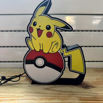 Lampe Pikachu Pokéball - Lightbox 3D LED | Design Noir, Rouge, Blanc & Jaune | USB