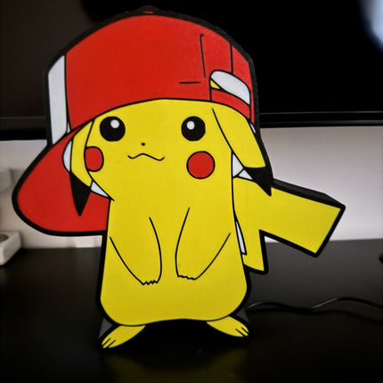 Lampe Pokémon Casquette - Lightbox 3D LED | Design Noir, Rouge, Blanc & Jaune | USB