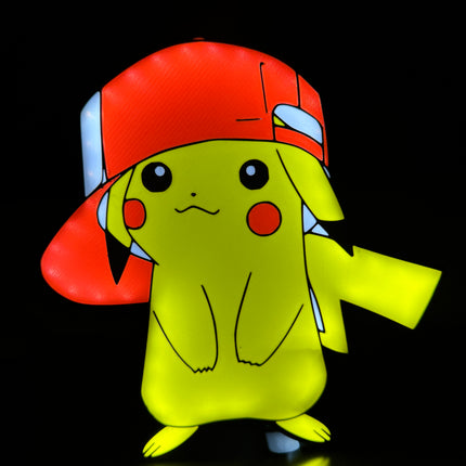 Lampe Pokémon Casquette - Lightbox 3D LED | Design Noir, Rouge, Blanc & Jaune | USB