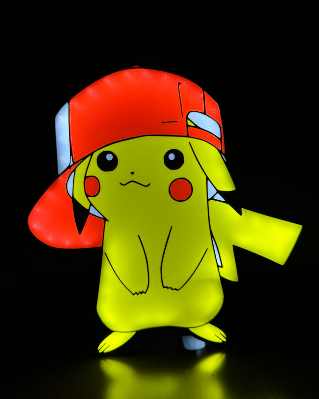 Lampe Pokémon Casquette - Lightbox 3D LED | Design Noir, Rouge, Blanc & Jaune | USB