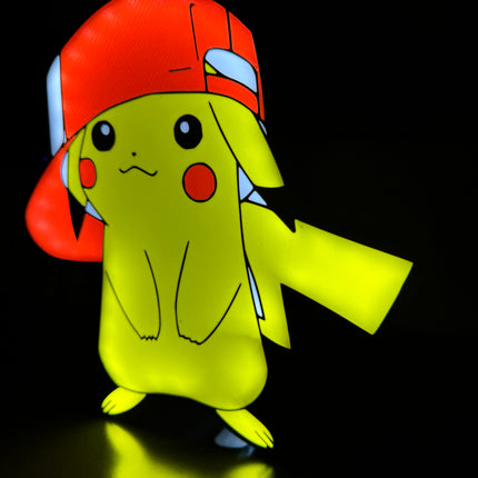 Lampe Pokémon Casquette - Lightbox 3D LED | Design Noir, Rouge, Blanc & Jaune | USB