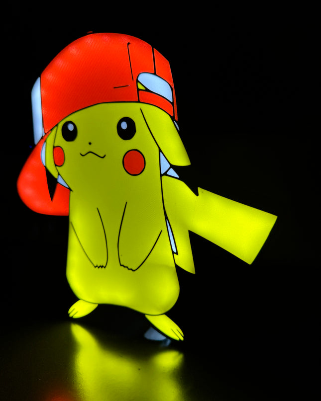 Lampe Pokémon Casquette - Lightbox 3D LED | Design Noir, Rouge, Blanc & Jaune | USB