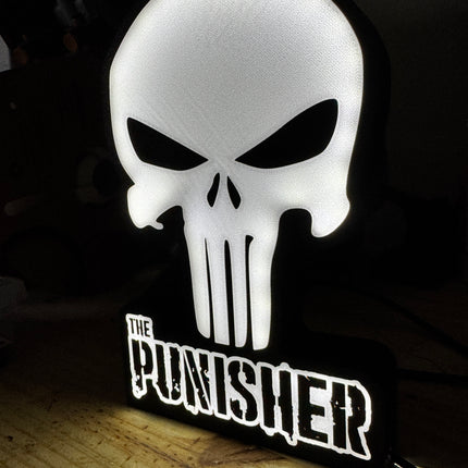 Lampe The Punisher - Lightbox 3D LED | Design Noir & Blanc | USB