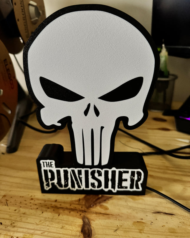 Lampe The Punisher - Lightbox 3D LED | Design Noir & Blanc | USB