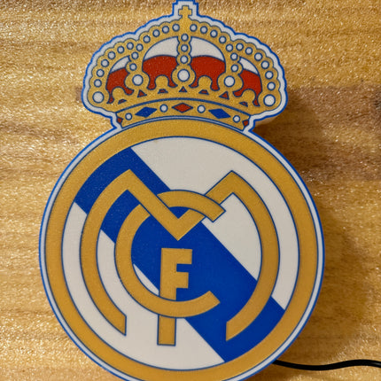 Lampe Real Madrid - Lightbox 3D LED | Design Blanc, Doré, Rouge & Bleu | USB