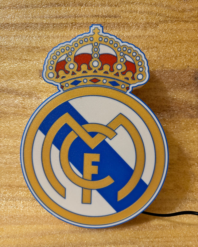 Lampe Real Madrid - Lightbox 3D LED | Design Blanc, Doré, Rouge & Bleu | USB