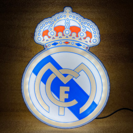 Lampe Real Madrid - Lightbox 3D LED | Design Blanc, Doré, Rouge & Bleu | USB