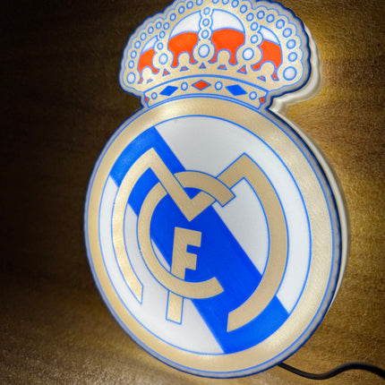 Lampe Real Madrid - Lightbox 3D LED | Design Blanc, Doré, Rouge & Bleu | USB