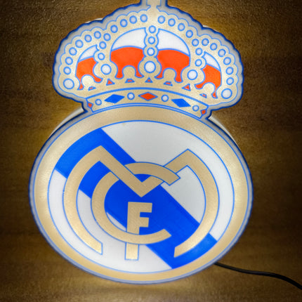 Lampe Real Madrid - Lightbox 3D LED | Design Blanc, Doré, Rouge & Bleu | USB