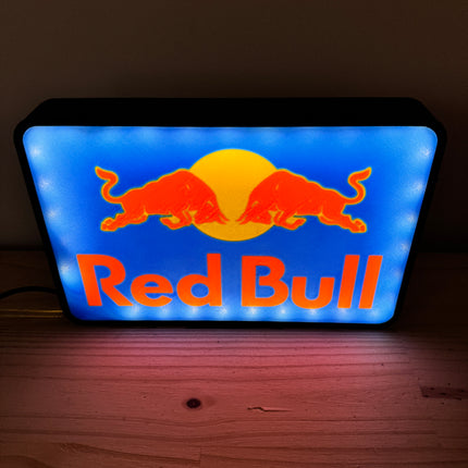 Lampe Red Bull - Lightbox 3D LED | Design Noir, Jaune, Bleu & Rouge | USB