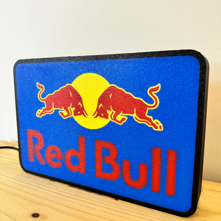 Lampe Red Bull - Lightbox 3D LED | Design Noir, Jaune, Bleu & Rouge | USB