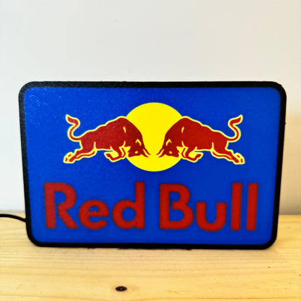 Lampe Red Bull - Lightbox 3D LED | Design Noir, Jaune, Bleu & Rouge | USB