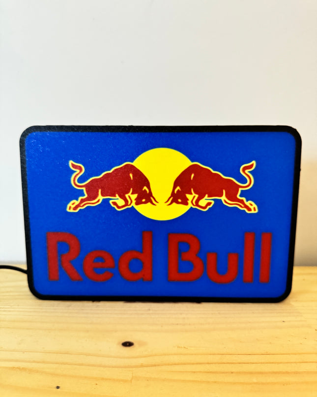 Lampe Red Bull - Lightbox 3D LED | Design Noir, Jaune, Bleu & Rouge | USB