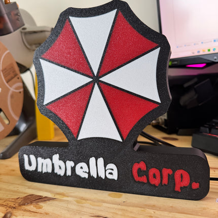 Lampe Resident Evil - Umbrella Corporation Lightbox 3D LED | Design Noir, Blanc & Rouge | USB