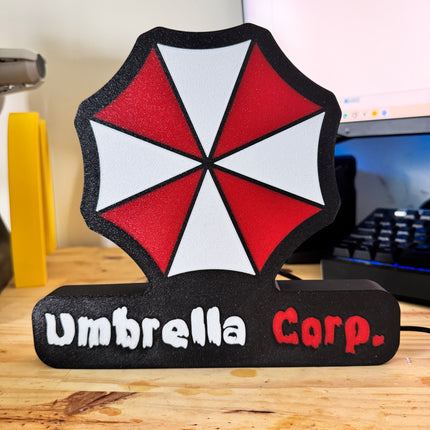 Lampe Resident Evil - Umbrella Corporation Lightbox 3D LED | Design Noir, Blanc & Rouge | USB