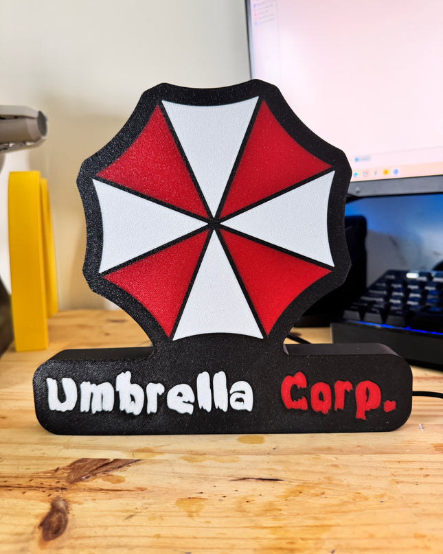 Lampe Resident Evil - Umbrella Corporation Lightbox 3D LED | Design Noir, Blanc & Rouge | USB