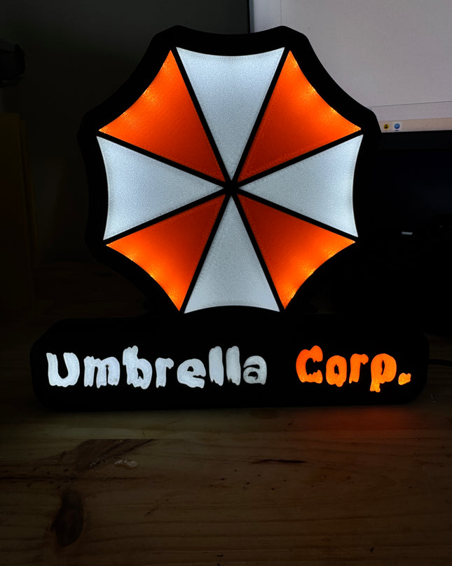 Lampe Resident Evil - Umbrella Corporation Lightbox 3D LED | Design Noir, Blanc & Rouge | USB