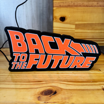 Lampe Back to the Future - Lightbox 3D LED | Design Noir, Orange & Blanc | USB