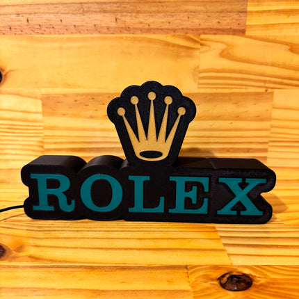 Lampe Rolex - Lightbox 3D LED | Design Noir, Vert & Doré | USB