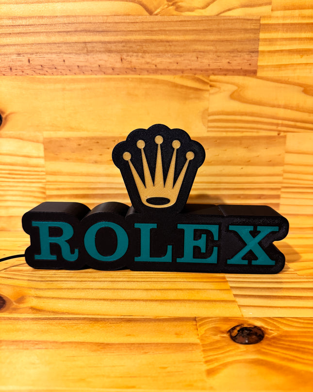 Lampe Rolex - Lightbox 3D LED | Design Noir, Vert & Doré | USB