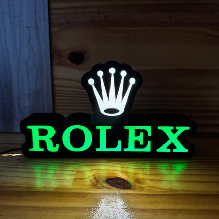 Lampe Rolex - Lightbox 3D LED | Design Noir, Vert & Doré | USB