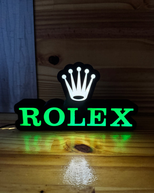 Lampe Rolex - Lightbox 3D LED | Design Noir, Vert & Doré | USB