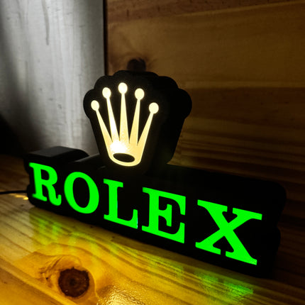 Lampe Rolex - Lightbox 3D LED | Design Noir, Vert & Doré | USB