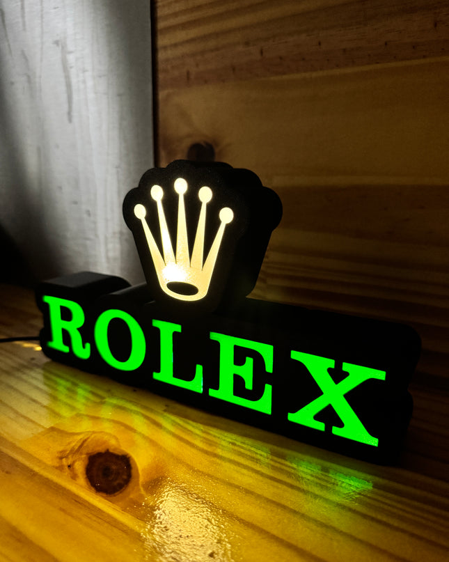 Lampe Rolex - Lightbox 3D LED | Design Noir, Vert & Doré | USB