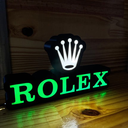 Lampe Rolex - Lightbox 3D LED | Design Noir, Vert & Doré | USB