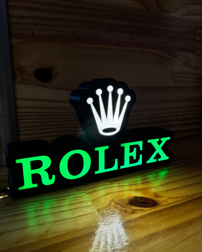 Lampe Rolex - Lightbox 3D LED | Design Noir, Vert & Doré | USB