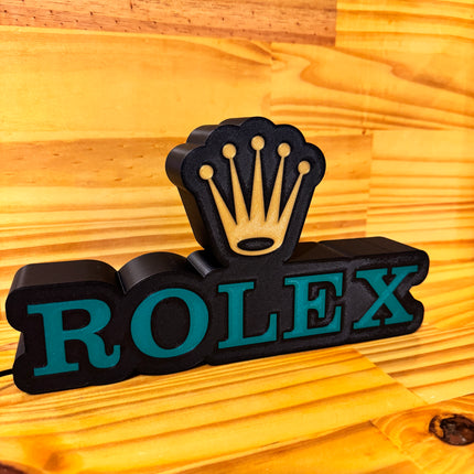 Lampe Rolex - Lightbox 3D LED | Design Noir, Vert & Doré | USB