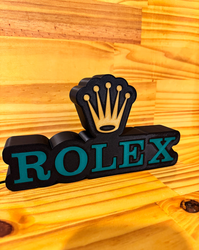 Lampe Rolex - Lightbox 3D LED | Design Noir, Vert & Doré | USB