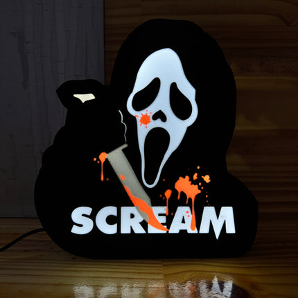 Lampe Scream - Lightbox 3D LED | Design Noir, Blanc, Rouge & Gris | USB