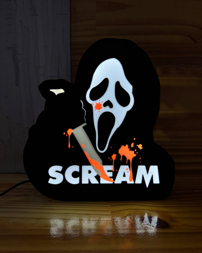 Lampe Scream - Lightbox 3D LED | Design Noir, Blanc, Rouge & Gris | USB