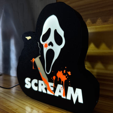 Lampe Scream - Lightbox 3D LED | Design Noir, Blanc, Rouge & Gris | USB