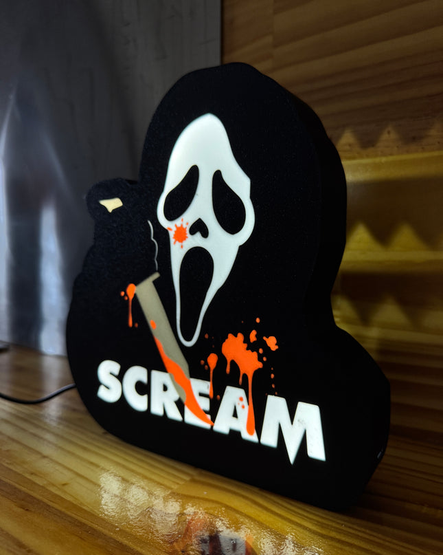 Lampe Scream - Lightbox 3D LED | Design Noir, Blanc, Rouge & Gris | USB