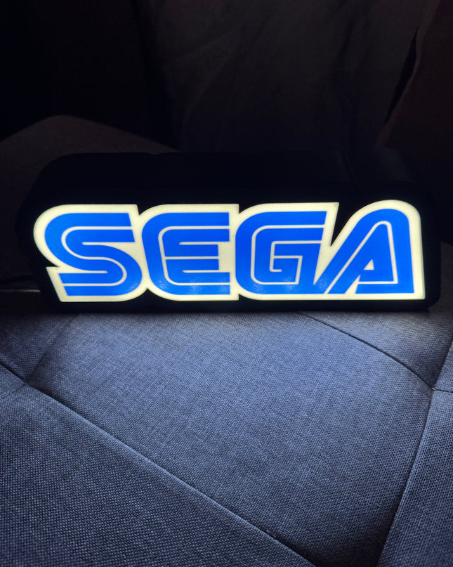 Lampe SEGA - Lightbox 3D LED | Design Noir, Bleu & Blanc | USB