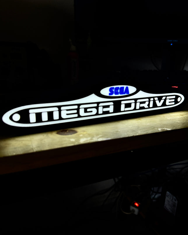 Lampe Mega Drive - Lightbox 3D LED | Design Noir, Blanc & Bleu | USB